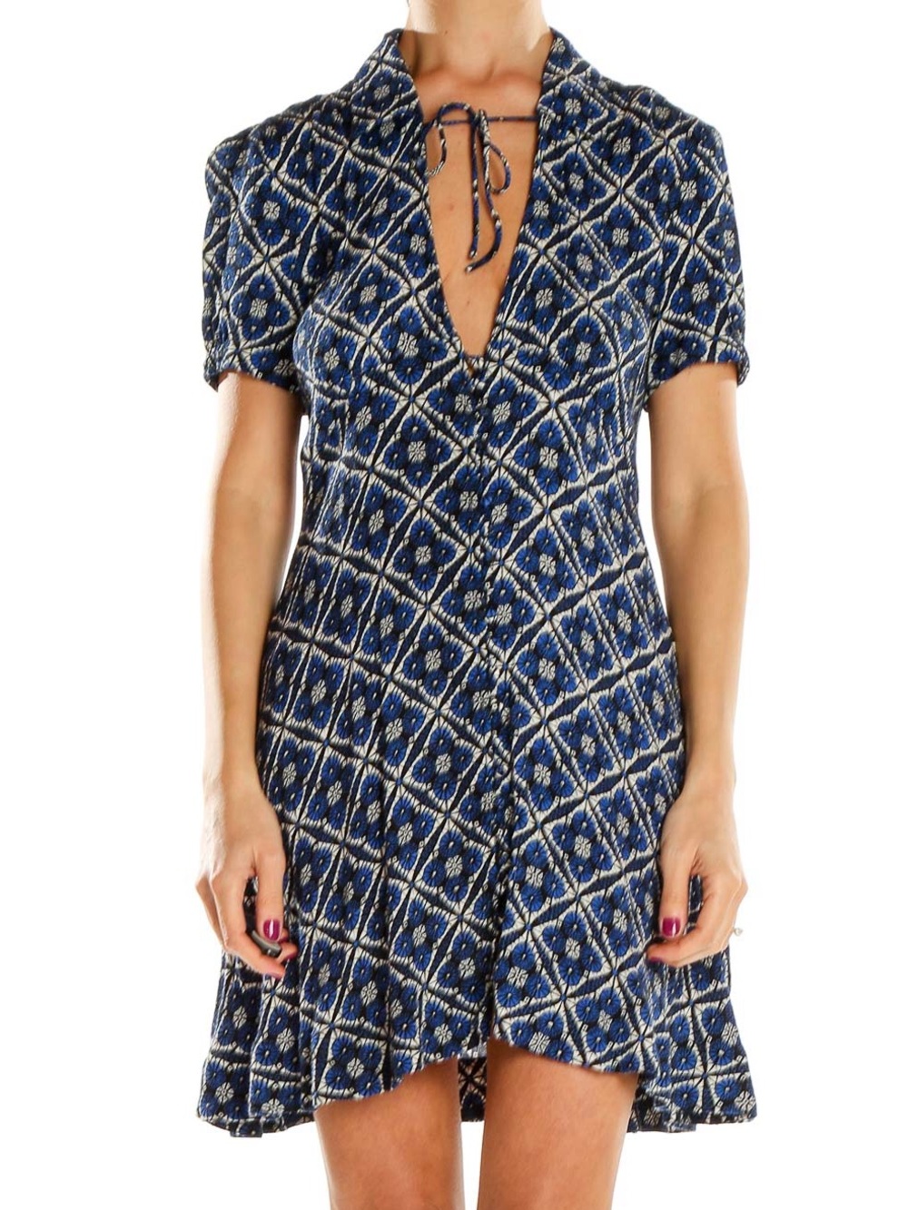Free People Blue Black Melody East Print Mini Dress XS